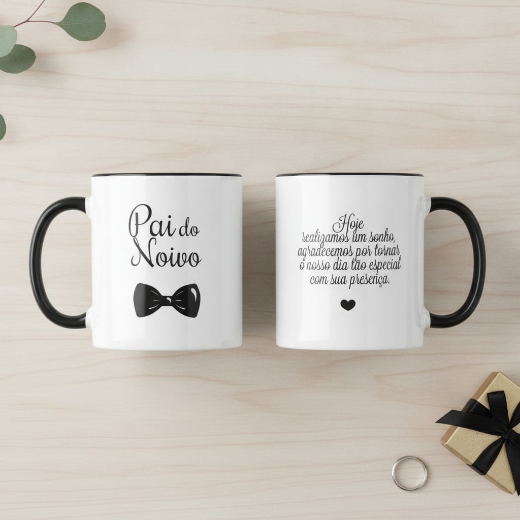 Kit 2 Canecas Pai E Mãe Do Noivo Lembrança De Casamento