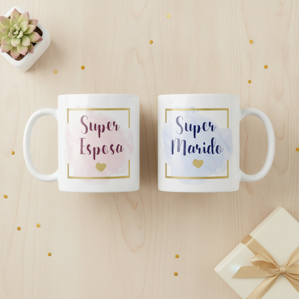 Kit 2 Canecas Personalizada Presente Casal Esposa E Esposo - Casamento (Casal)