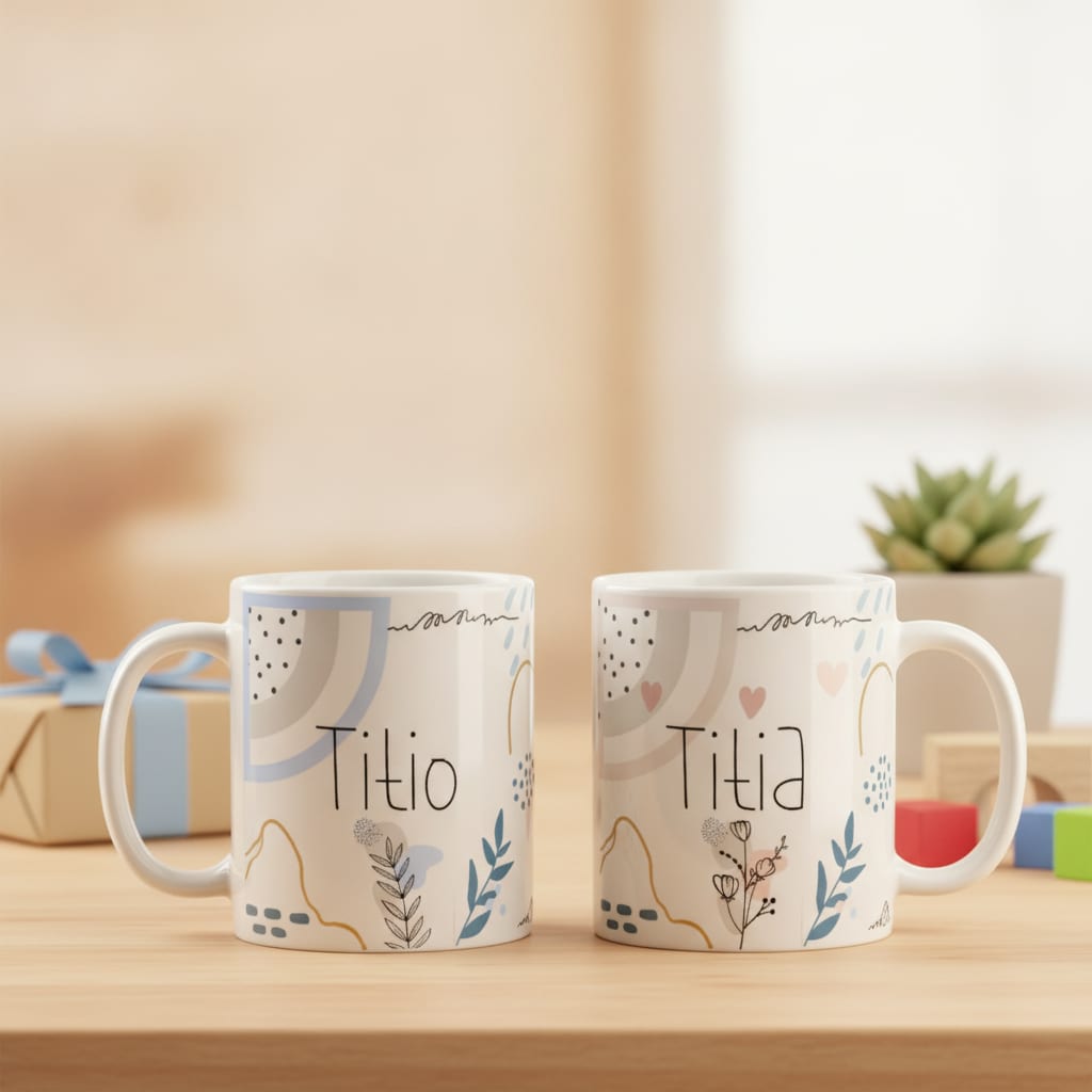 Kit 2 Canecas Personalizada Titio e Titia Família Minimalista - Família (Tia e Tio)