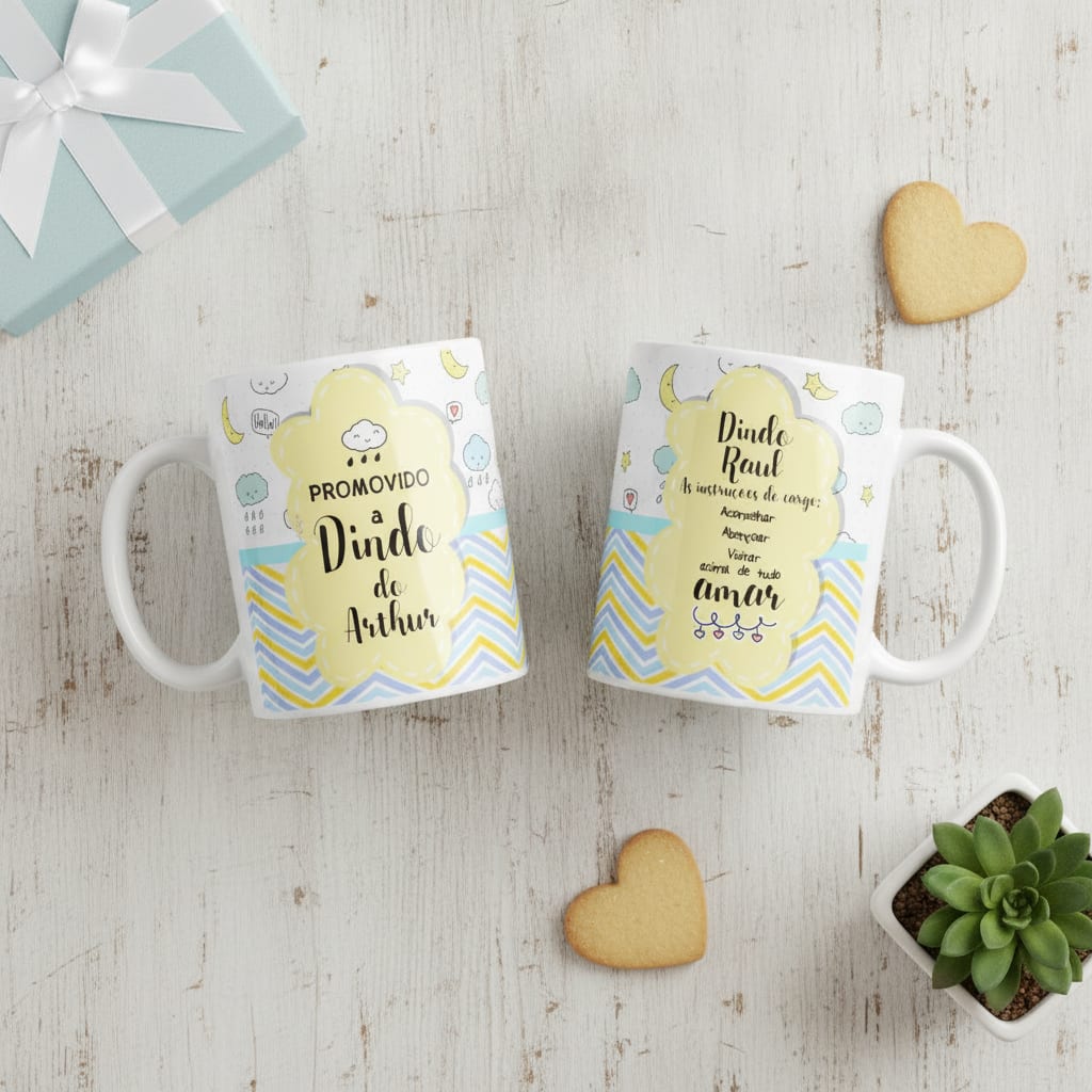 Kit 2 Canecas Personalizadas Batizado Chuva de Benção