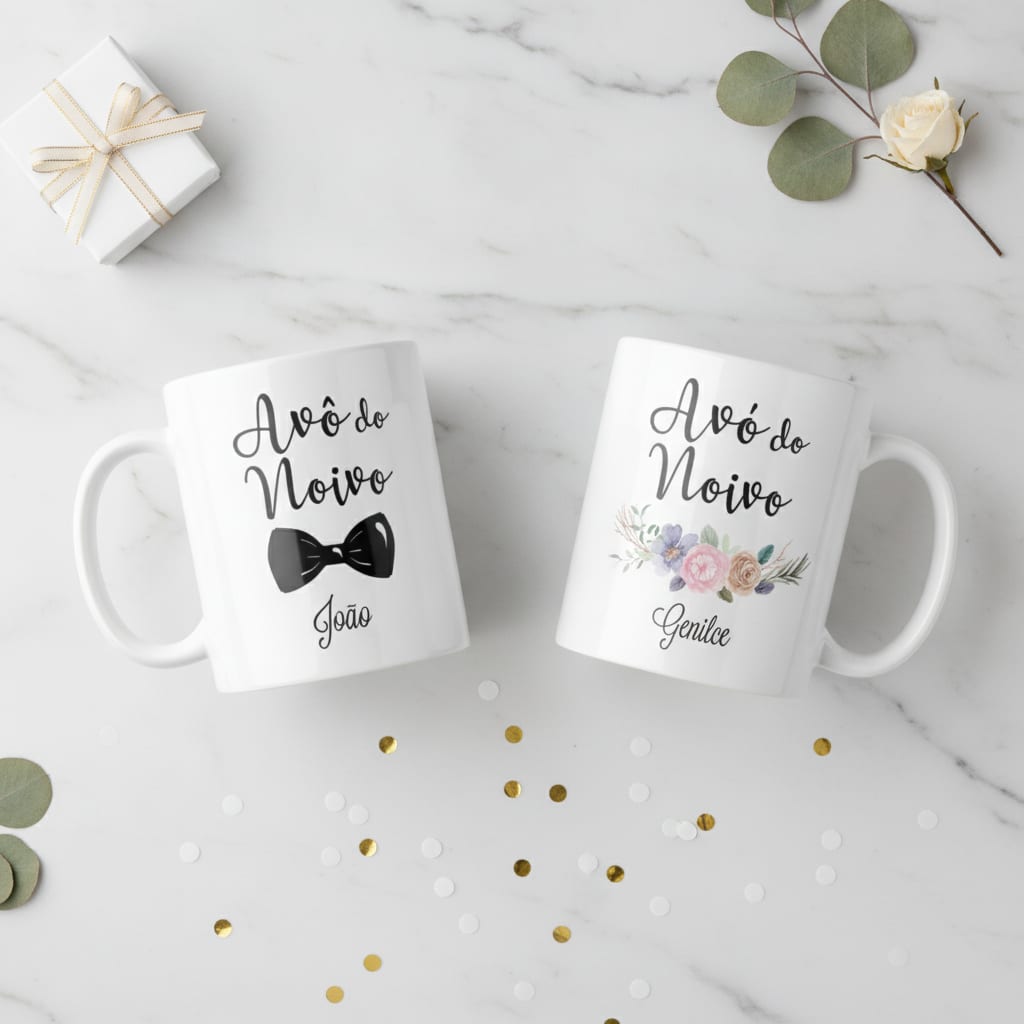 Kit 2 Canecas Personalizadas Casamento Avôs dos Noivos - Casamento (Noivo)