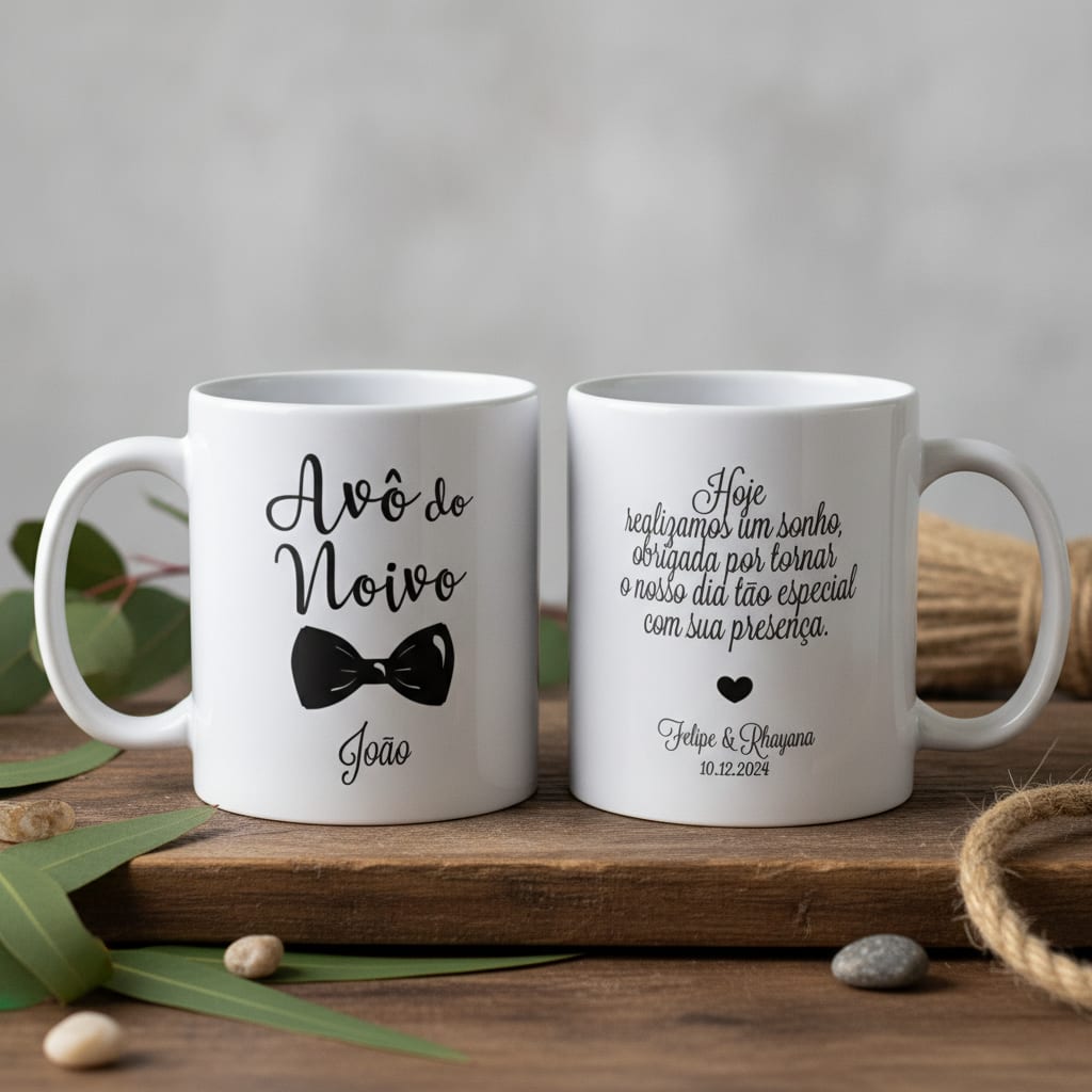 Kit 2 Canecas Personalizadas Casamento Avôs dos Noivos