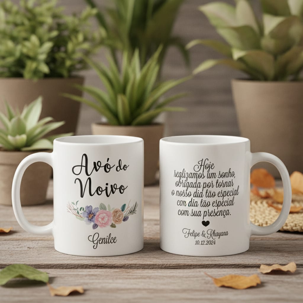 Kit 2 Canecas Personalizadas Casamento Avôs dos Noivos