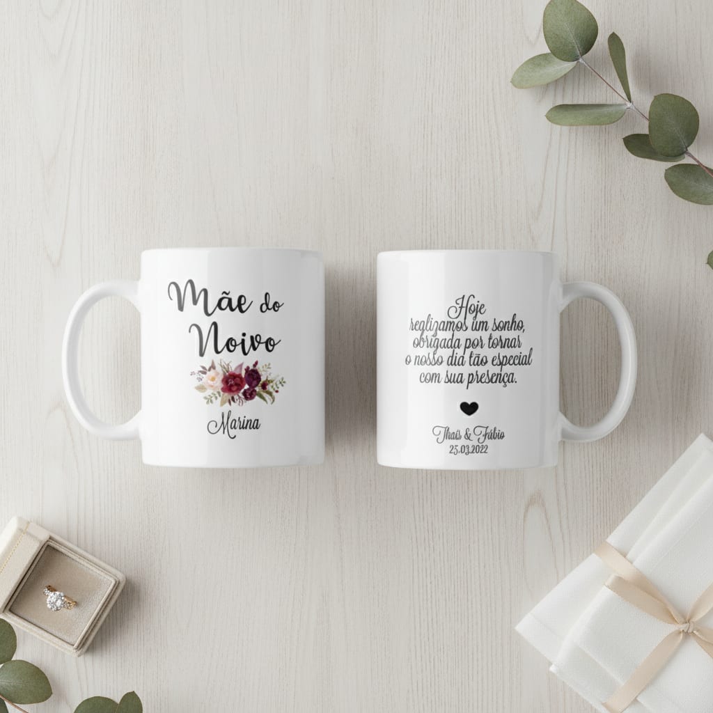 Kit 2 Canecas Personalizadas Casamento Mães dos Noivos