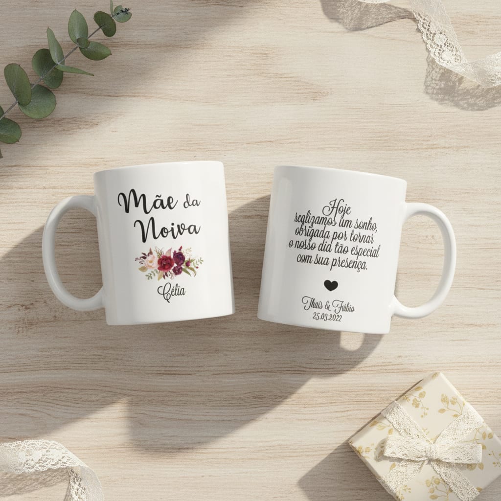 Kit 2 Canecas Personalizadas Casamento Mães dos Noivos