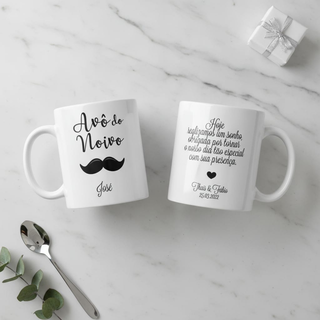 Kit 2 Canecas Personalizadas Casamento para Avôs dos Noivos