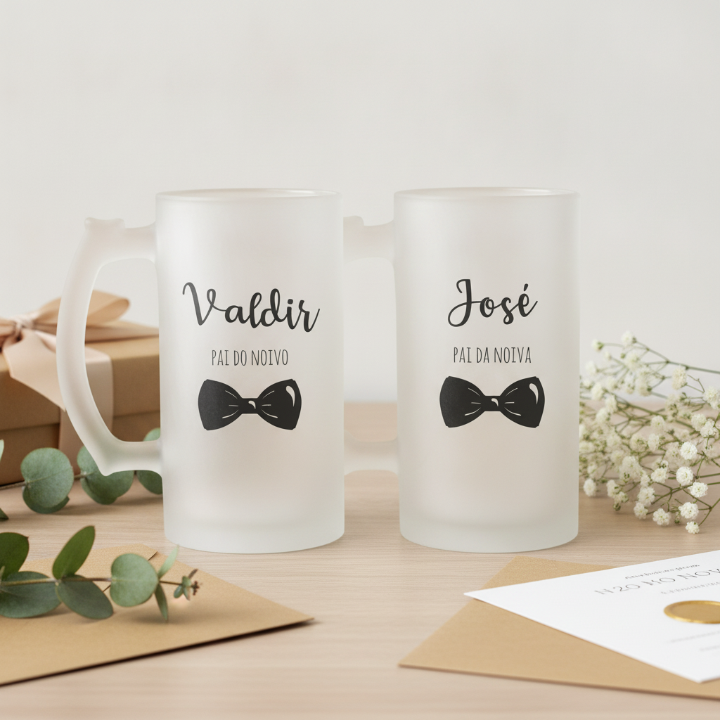 Kit 2 Canecas Personalizadas Chopp Casamento Pais dos Noivos - Casamento (Noivo)