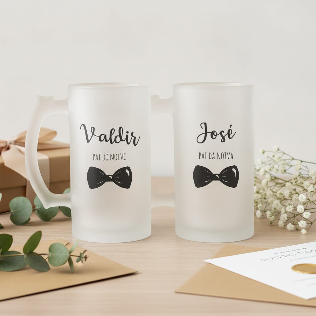 Kit 2 Canecas Personalizadas Chopp Casamento Pais dos Noivos - Casamento (Noivo)