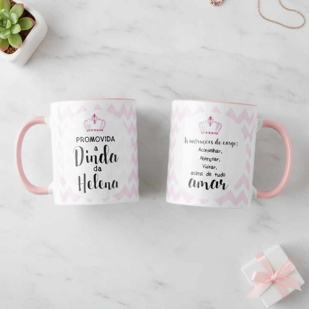 Kit 2 Canecas Personalizadas Convite Padrinhos de Batismo