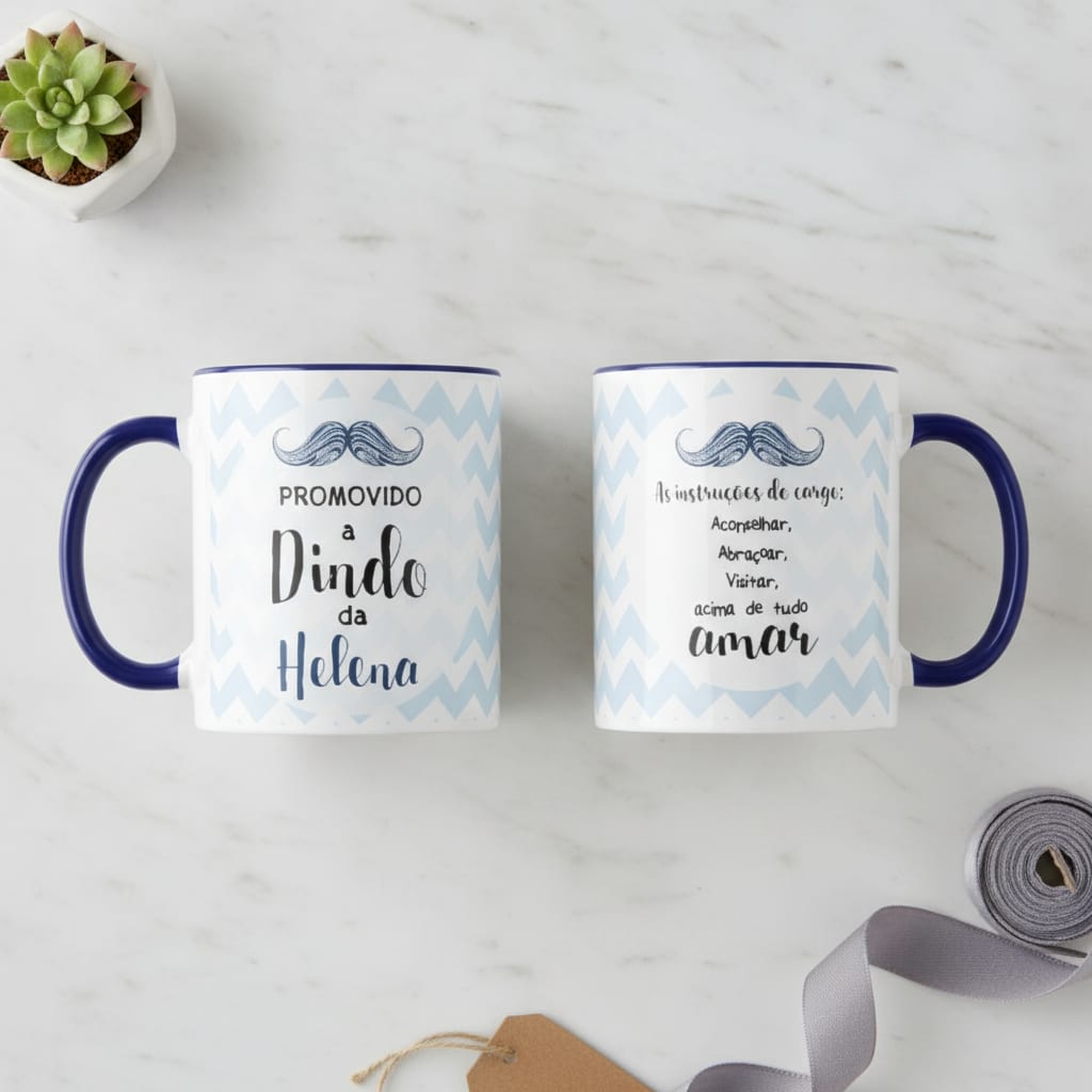 Kit 2 Canecas Personalizadas Convite Padrinhos de Batismo