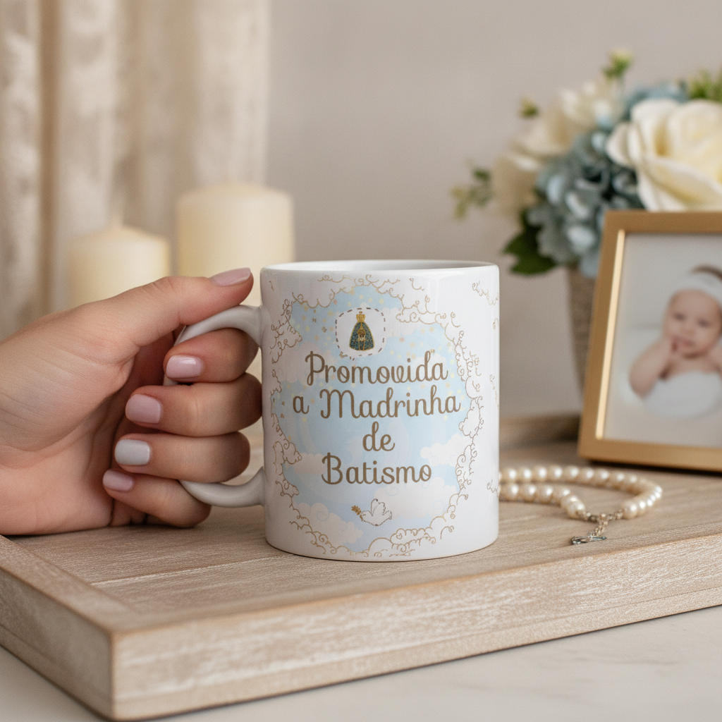 Kit 2 Canecas Personalizadas Padrinhos Batismo 