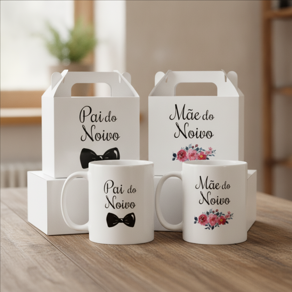 Kit 2 Canecas Casamento Pais do Noivo Pronta Entrega Presente Padrinhos - Casamento (Noivo)