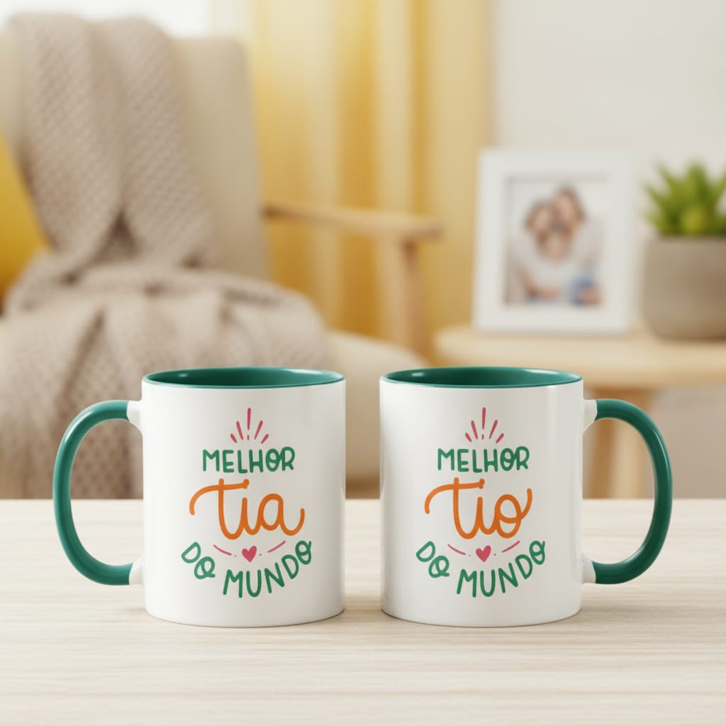 Kit 2 Canecas Presente Criativo Especial Família Tio e Tia - Família (Tia e Tio)