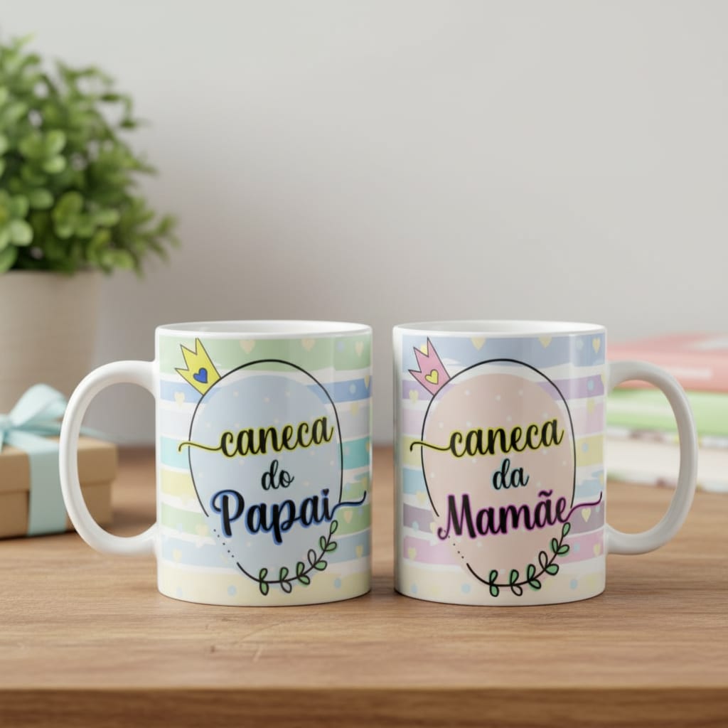 Kit 2 Canecas Presente para Papai e Mamãe - Família (Pai e Mãe)