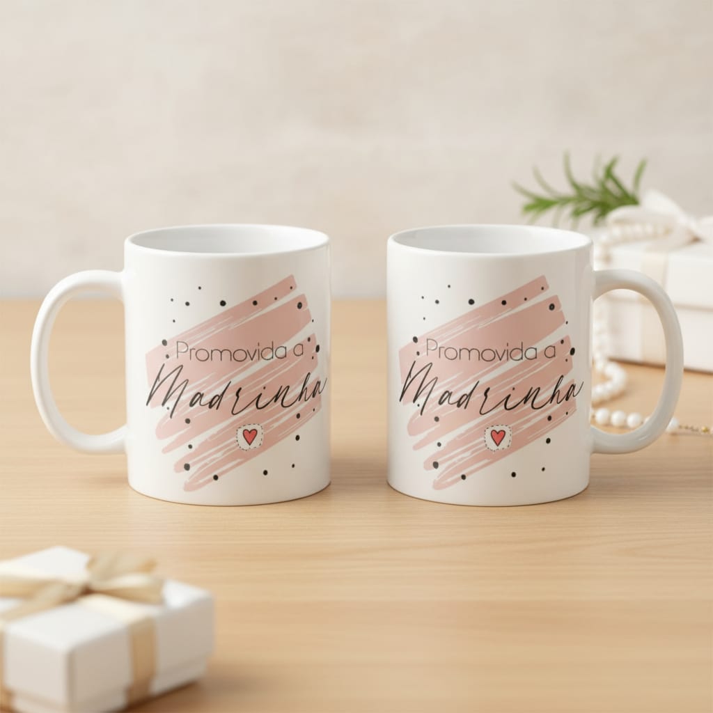 Kit 2 Xicaras Padrinhos Lembrança Batizado Crisma Casamento