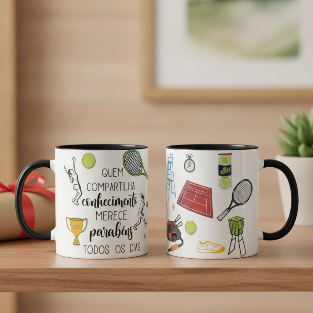 Kit 7 Canecas Personalizadas Tenista Presente para Professor de Tênis