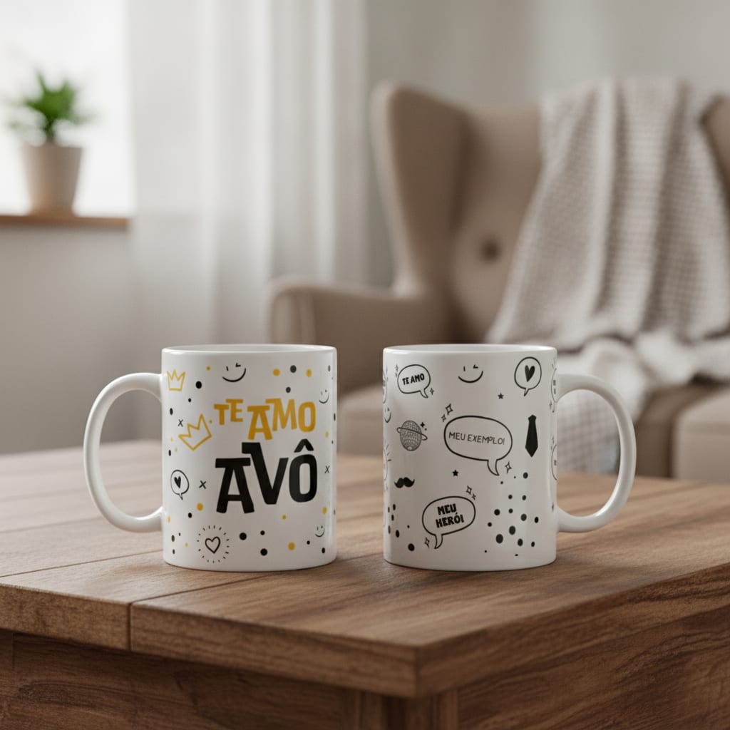 Kit Almofada e Caneca Meu Exemplo para o Melhor Avô