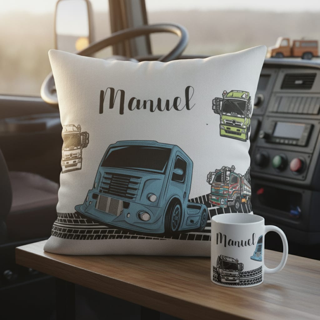 Kit Almofada e Caneca Presente Criativo Profissão Caminhão - Profissões (Caminhoneiro)