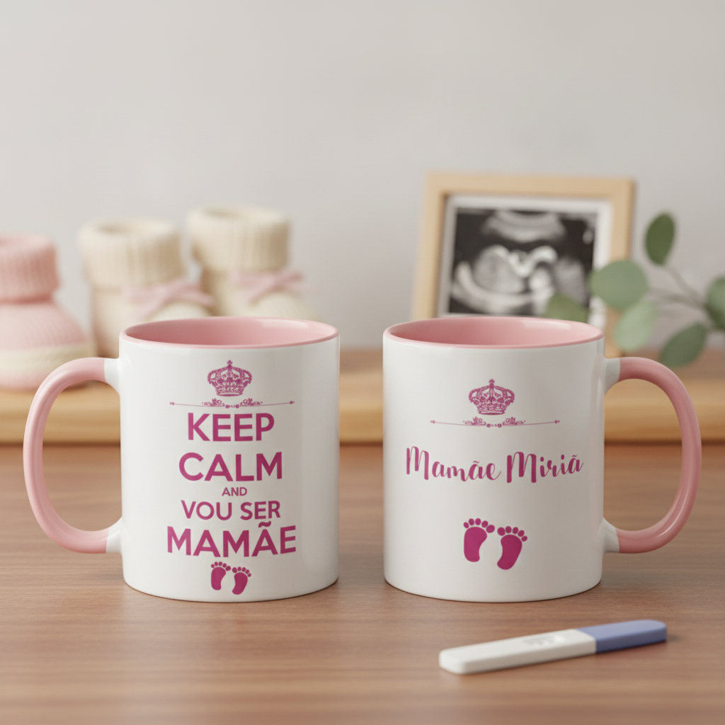 Kit Almofada E Caneca Presente Revelação De Gravidez