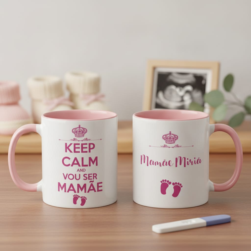 Kit Almofada E Caneca Presente Revelação De Gravidez