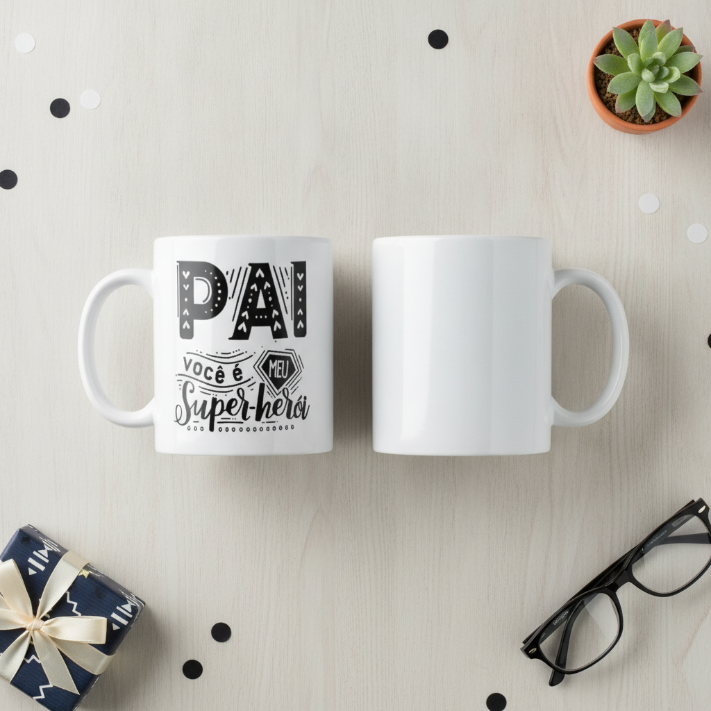 Kit Caneca e Almofada Presente Criativo para Pai Super Herói