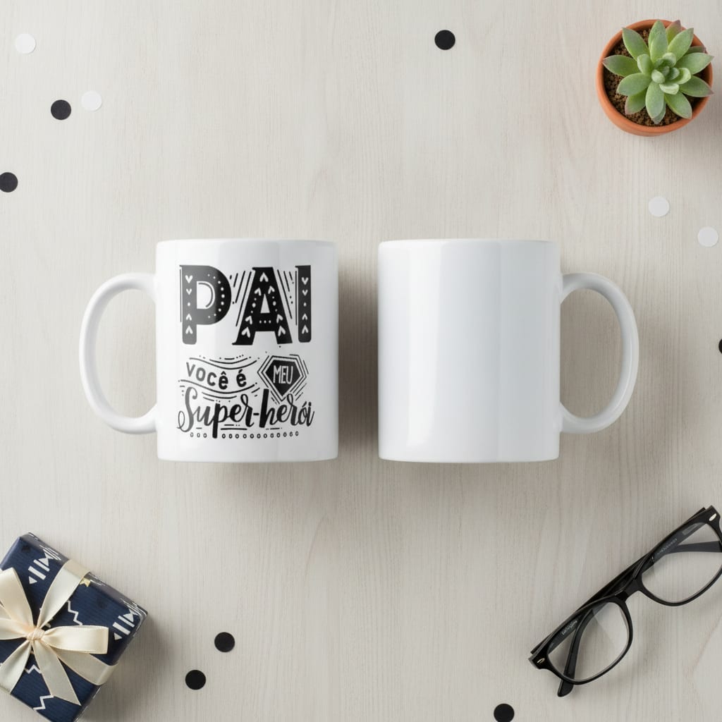 Kit Caneca e Almofada Presente Criativo para Pai Super Herói