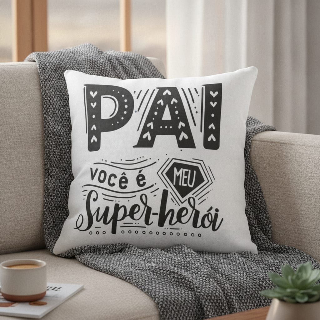 Kit Caneca e Almofada Presente Criativo para Pai Super Herói