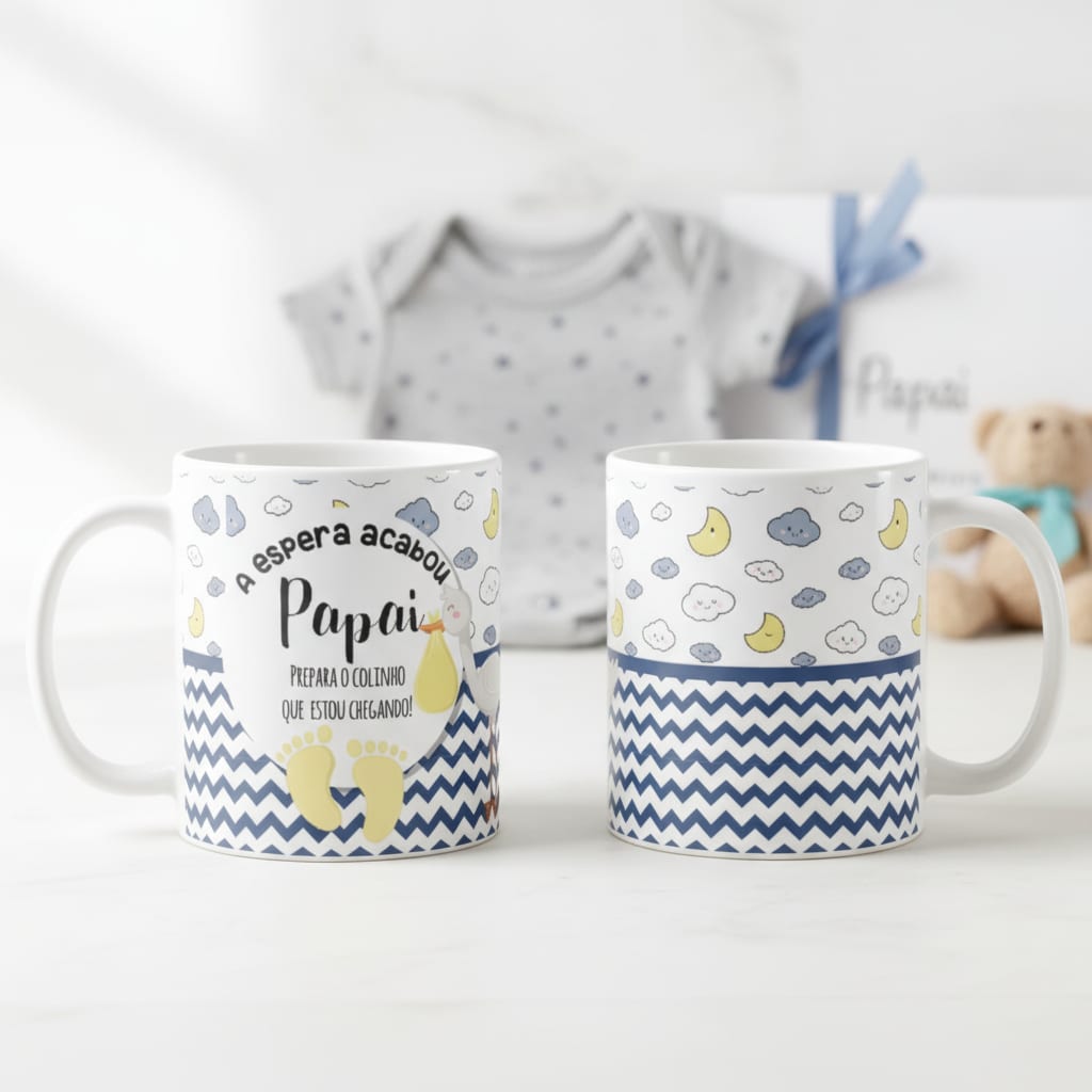 Kit Caneca Gravidez Presente Papai e Mamãe Prepara o Colinho