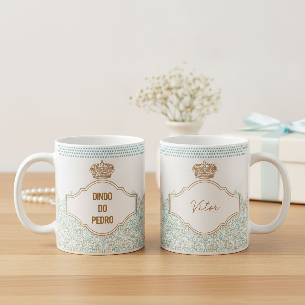 Kit Canecas Padrinhos Batizado Batismo Padrinhos com Nomes