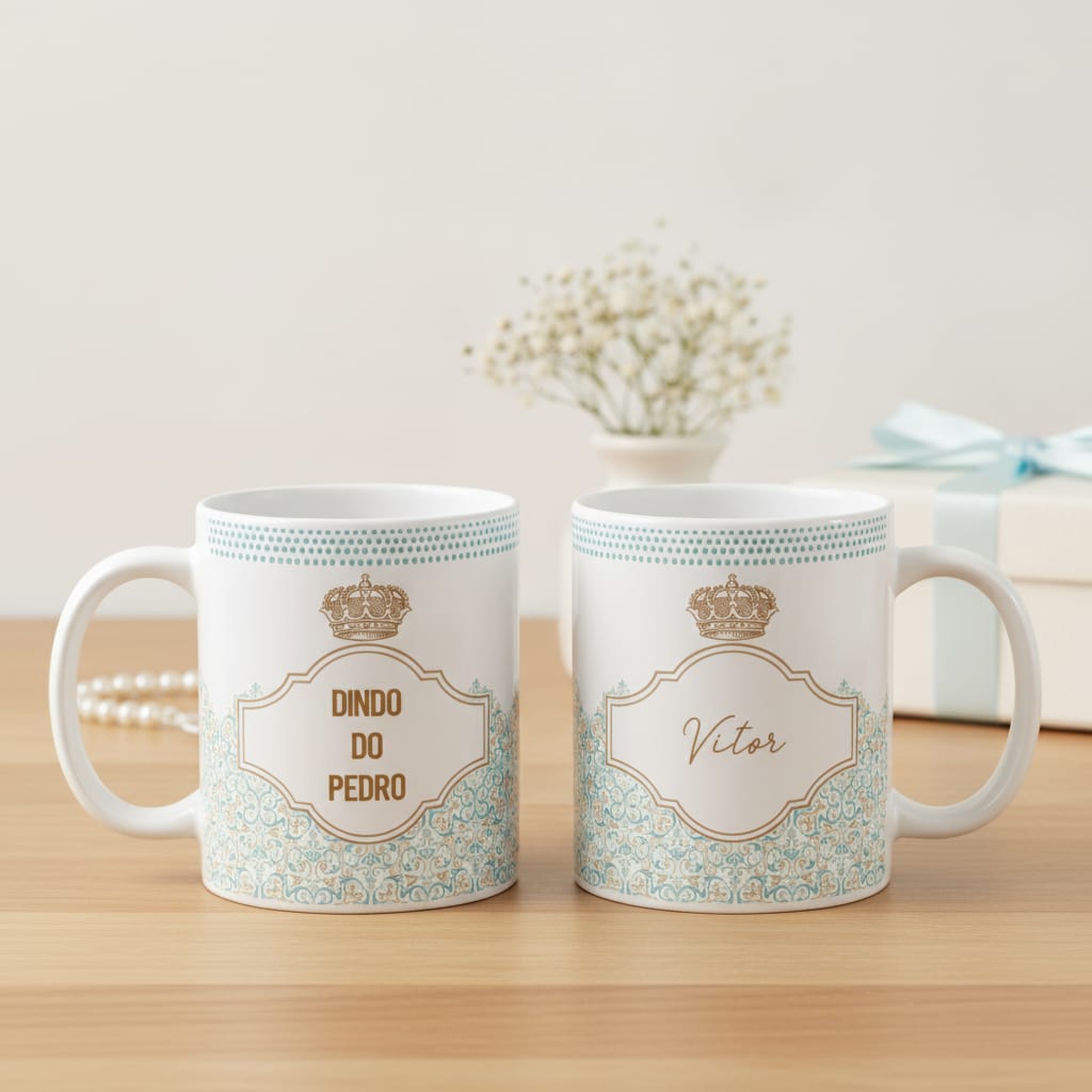 Kit Canecas Padrinhos Batizado Batismo Padrinhos com Nomes