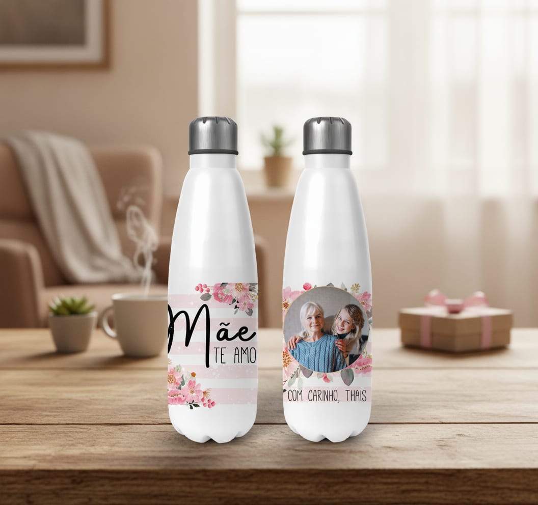 Kit de Presente - Mãe Te Amo - Almofada Caneca Garrafa