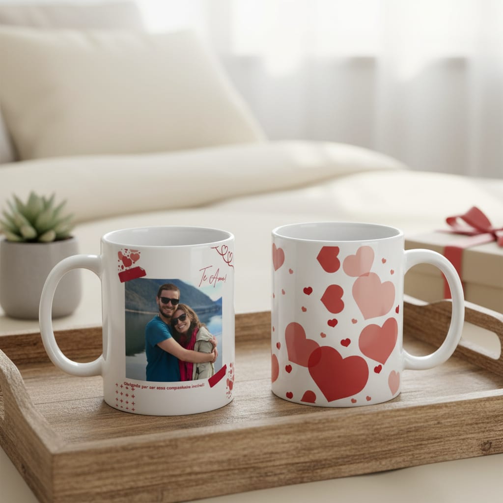 Kit Dia dos Namorados | Almofada e Caneca Personalizada com Foto e Frase
