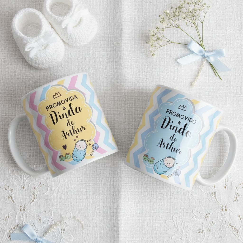 Kit Lembrança Batizado - 2 Canecas Personalizadas 8 - Batizado (Madrinha)