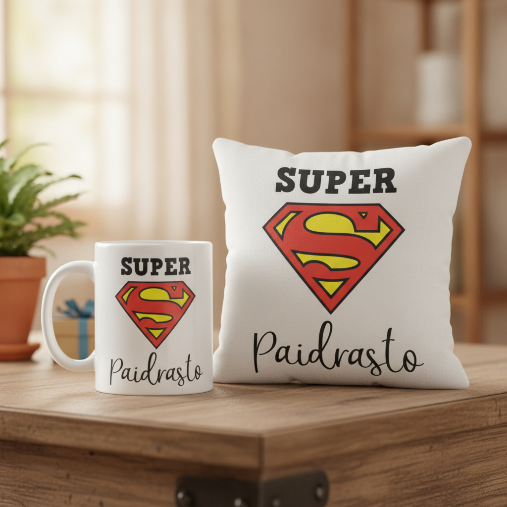 Kit Padrasto Caneca e Almofada Presente Super Paidrasto - Família (Padrasto)