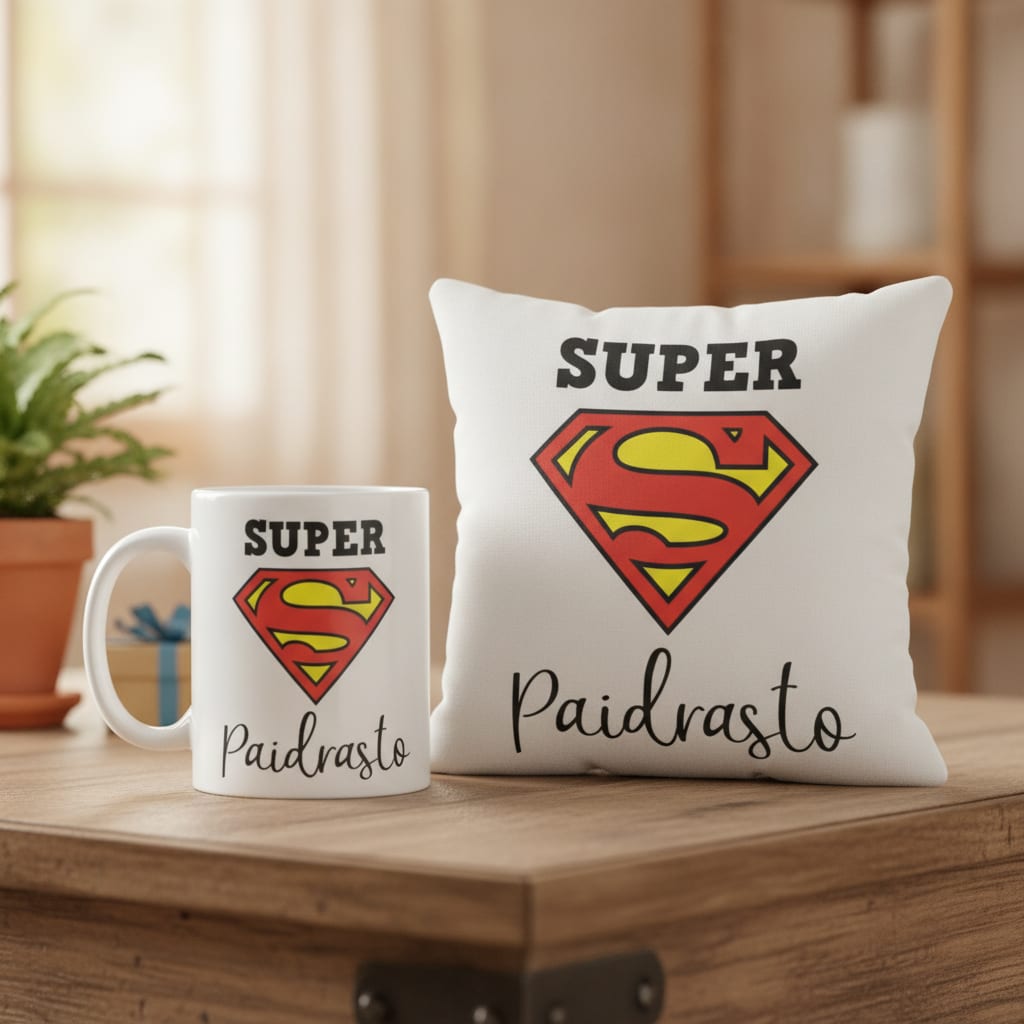 Kit Padrasto Caneca e Almofada Presente Super Paidrasto