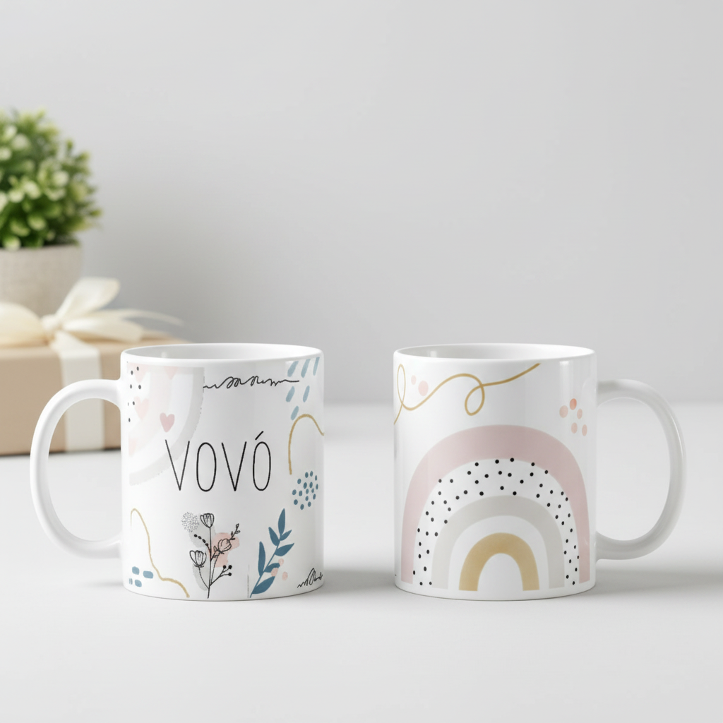 Kit para Avós - Canecas Cerâmica Vovó e Vovô – Presente Pronta entrega + caixinha inclusa