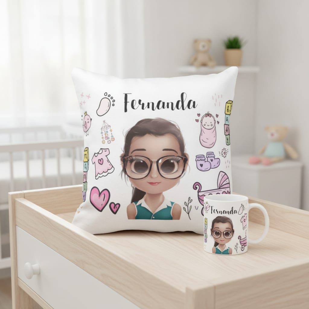Kit para Presente Almofada e Caneca com Avatar- Dia das Mães