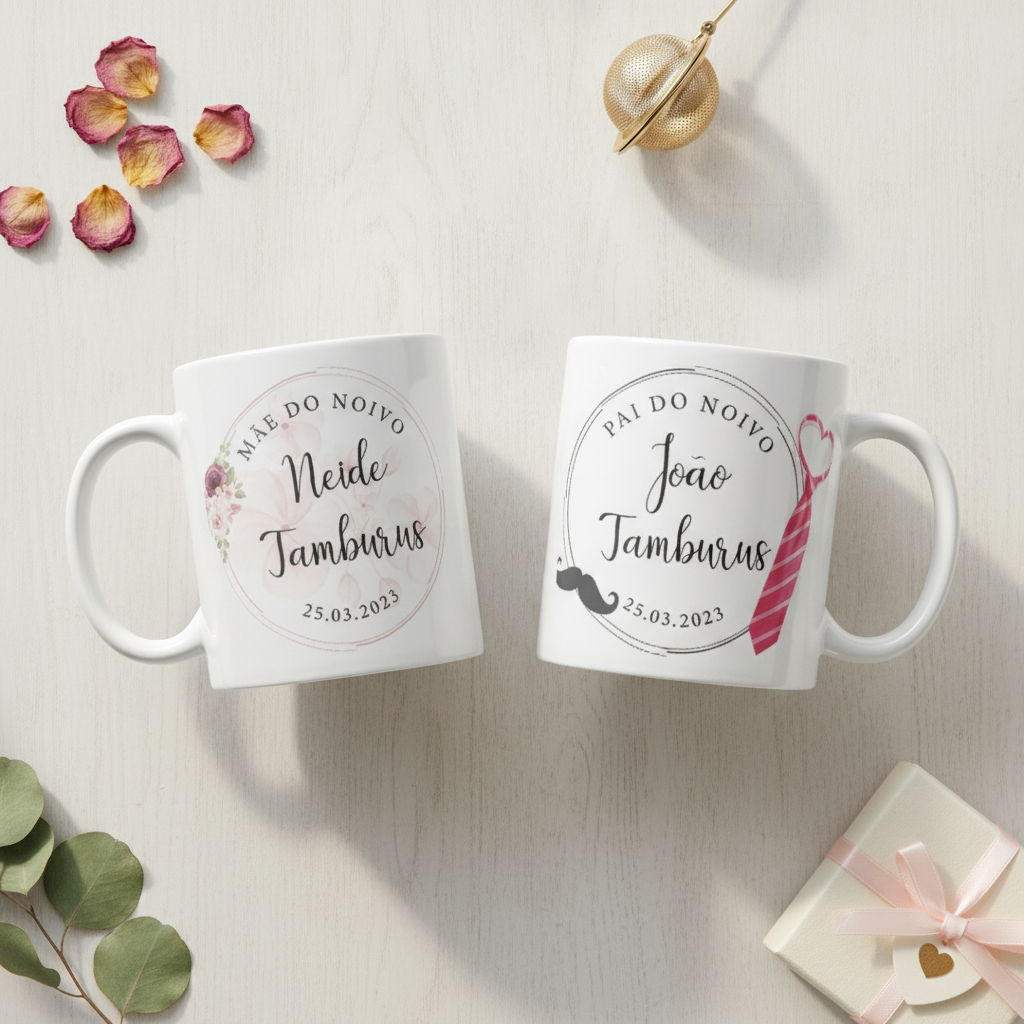 Kit Personalizado Casamento 2 Canecas Pai e Mãe do Noivo - Casamento (Noivo)