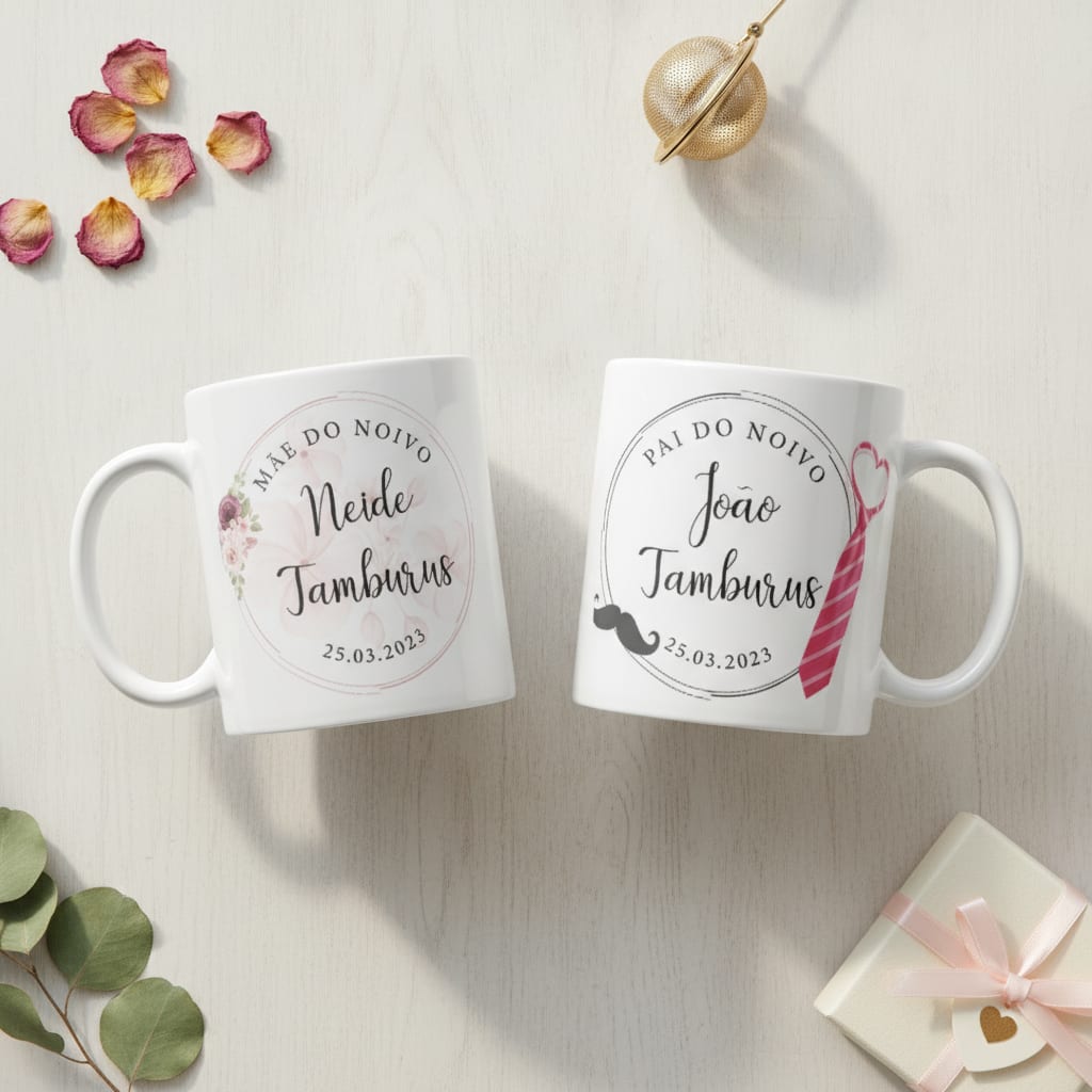Kit Personalizado Casamento 2 Canecas Pai e Mãe do Noivo - Casamento (Noivo)