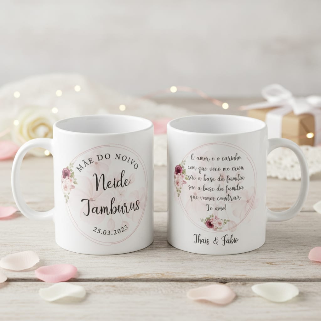 Kit Personalizado Casamento 2 Canecas Pai e Mãe do Noivo