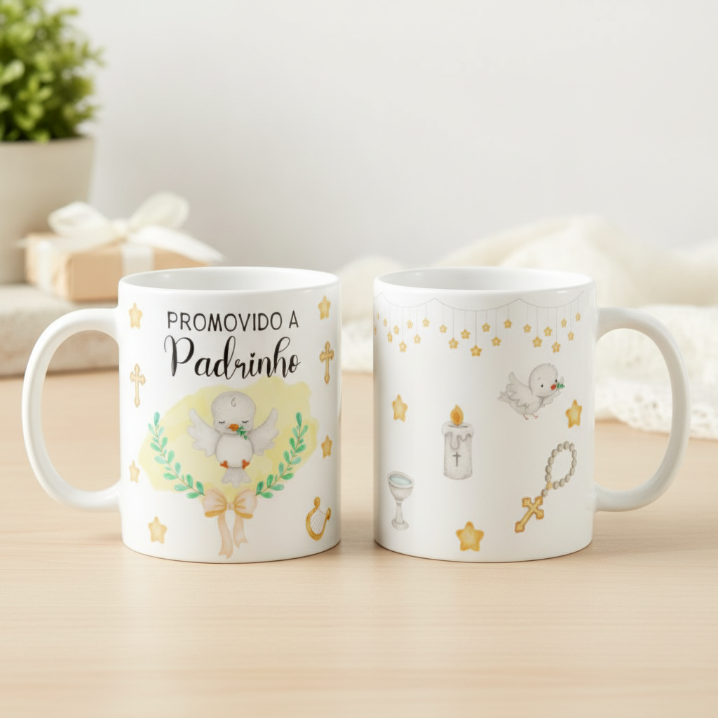 Kit Personalizado Convite Batismo Promovidos A Padrinhos - Batizado (Padrinho)