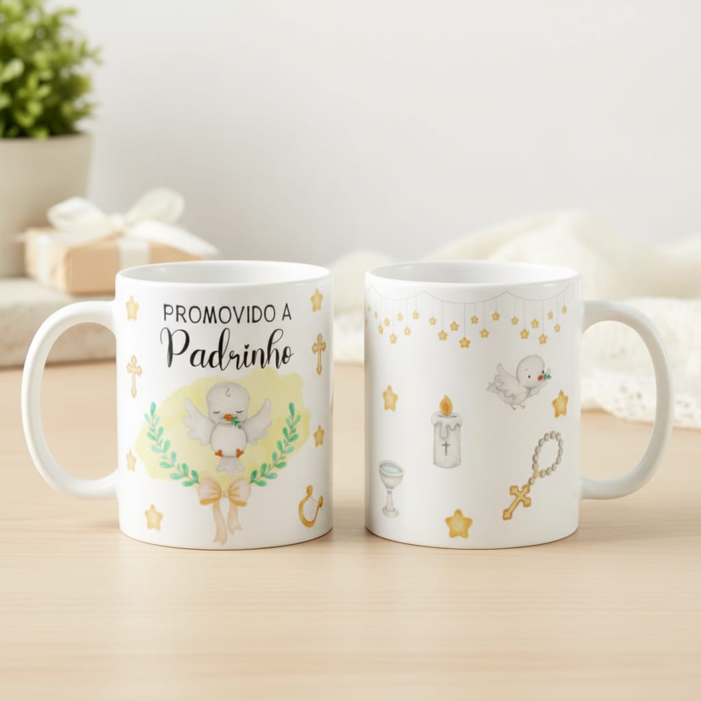 Kit Personalizado Convite Batismo Promovidos A Padrinhos - Batizado (Padrinho)