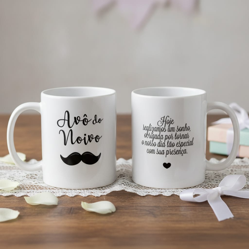 Kit Presente 2 Canecas Casamento Personalizadas Avós - Casamento (Noiva)