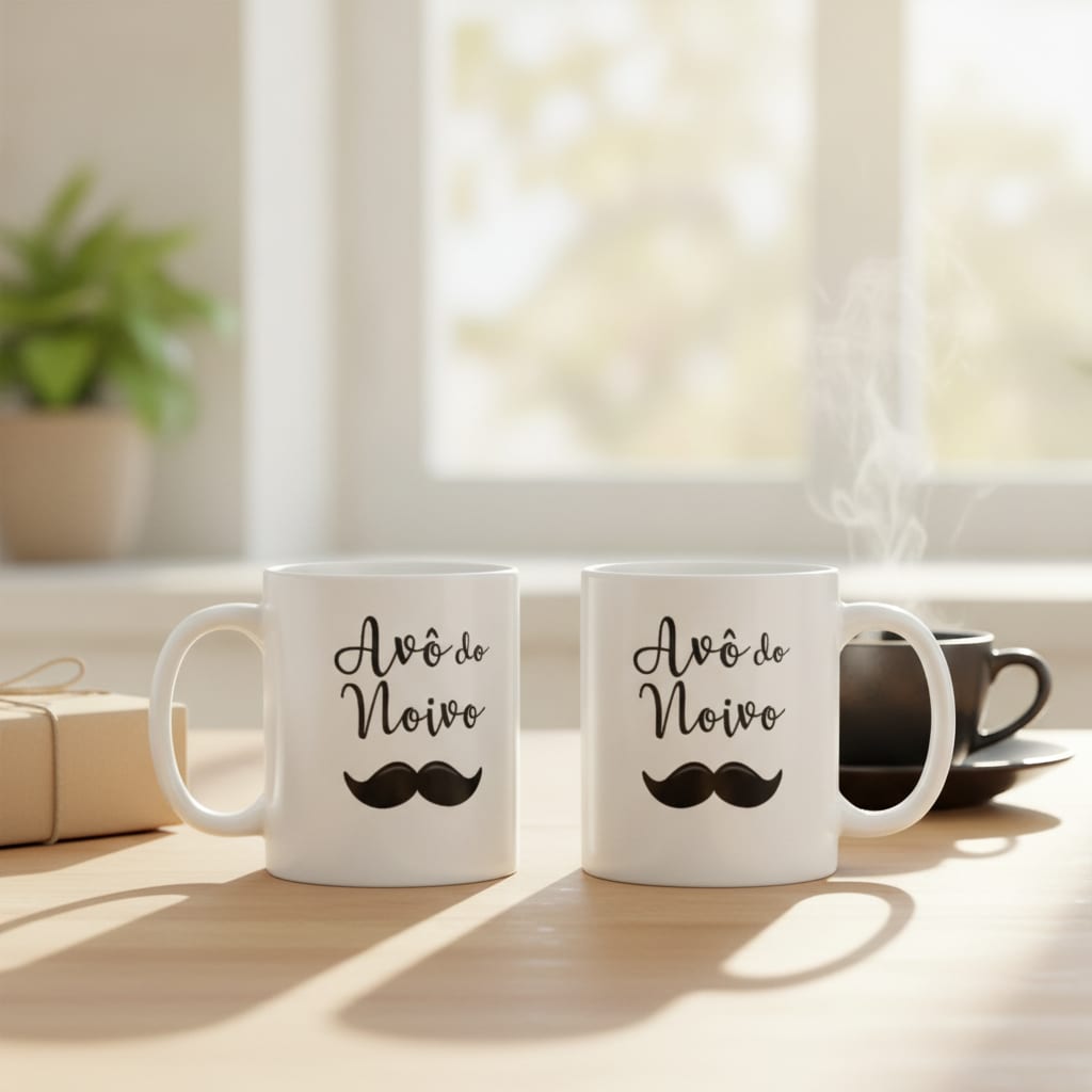 Kit Presente 2 Canecas Casamento Personalizadas Avós