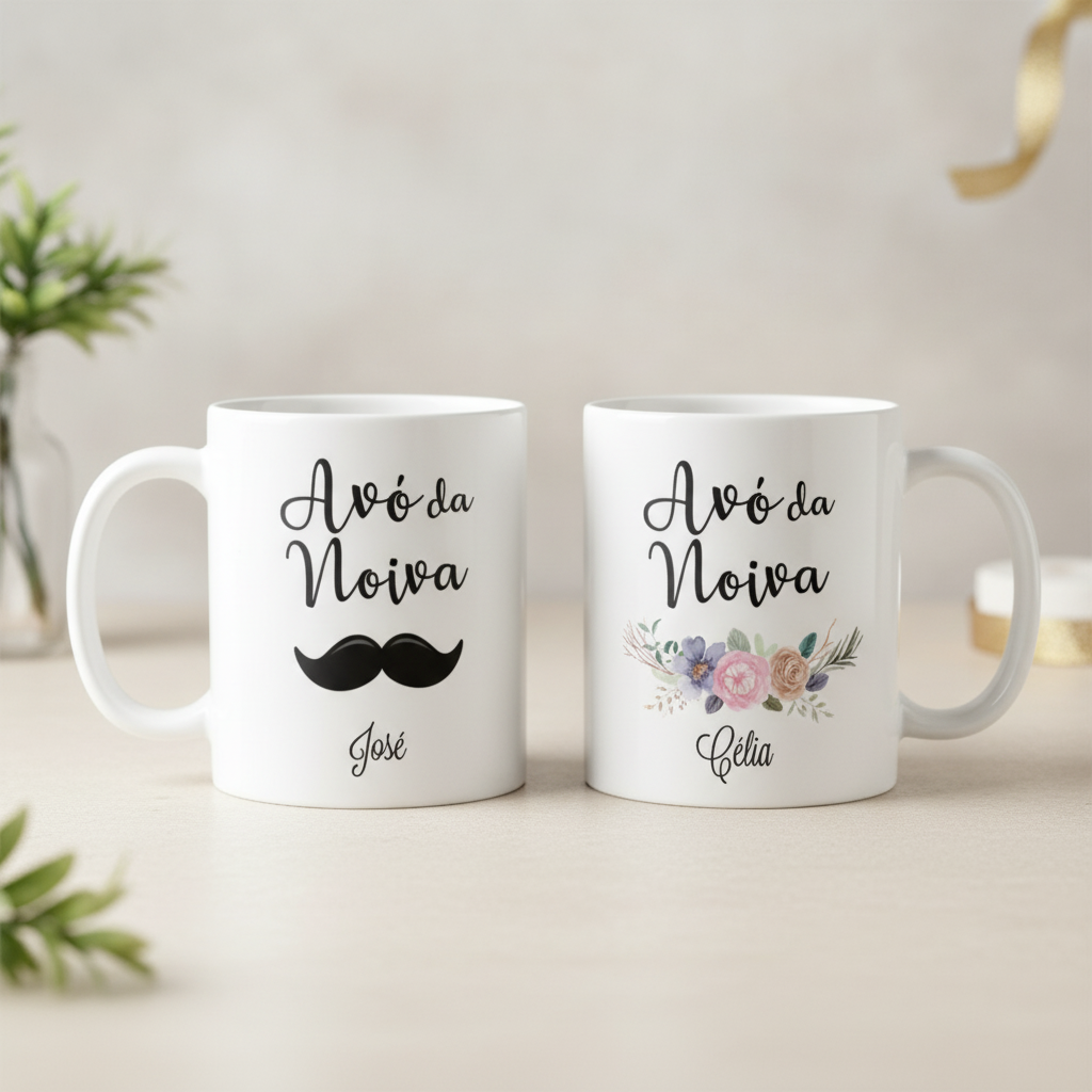 Kit Presente 2 Canecas Personalizadas Avó e Avô Casamento - Casamento (Vovó/Vovô)