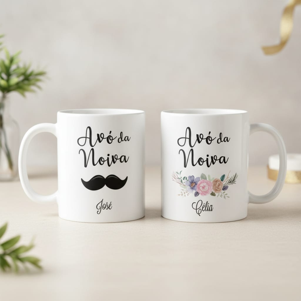 Kit Presente 2 Canecas Personalizadas Avó e Avô Casamento - Casamento (Vovó/Vovô)