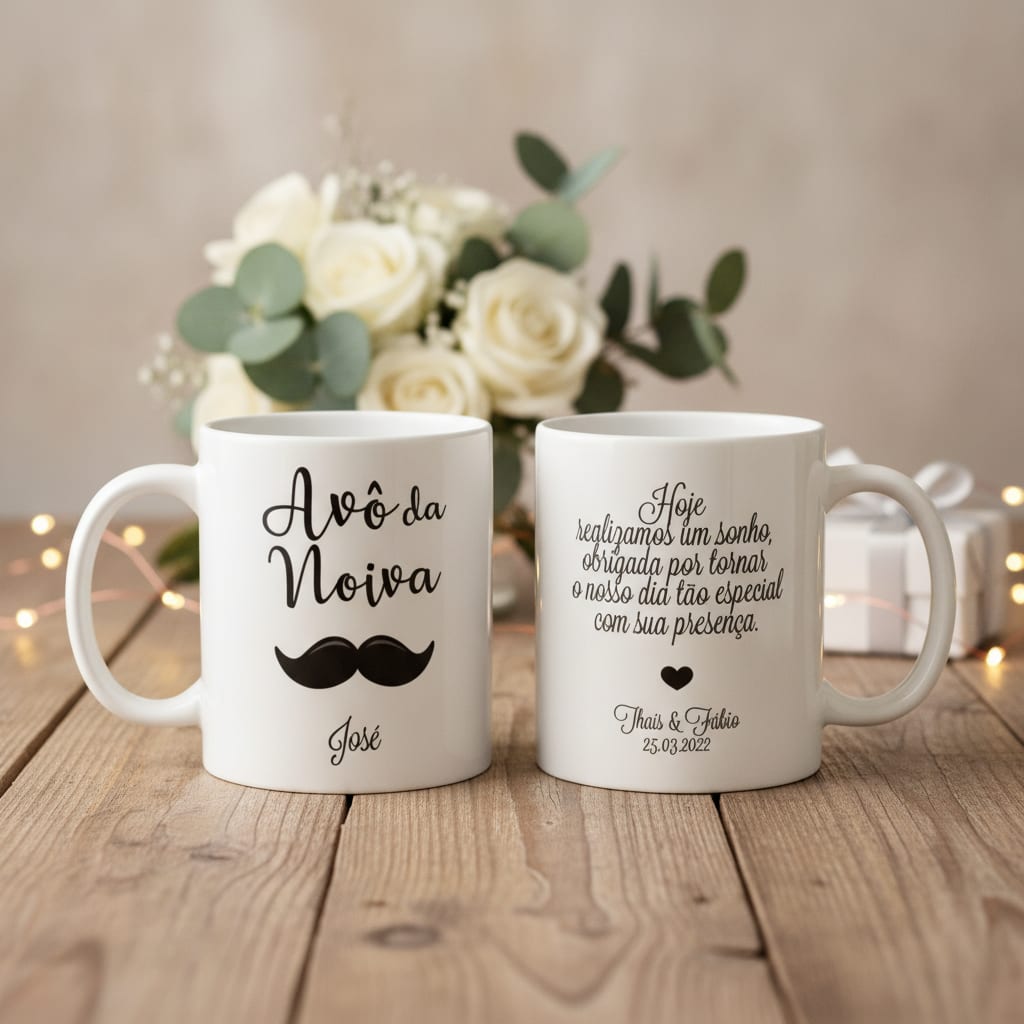 Kit Presente 2 Canecas Personalizadas Avó e Avô Casamento