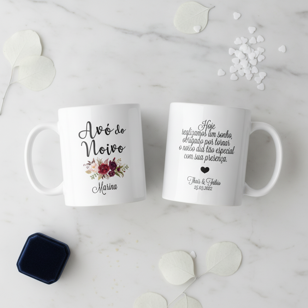 Kit Presente 2 Canecas Personalizadas Avó e Avô do Noivo