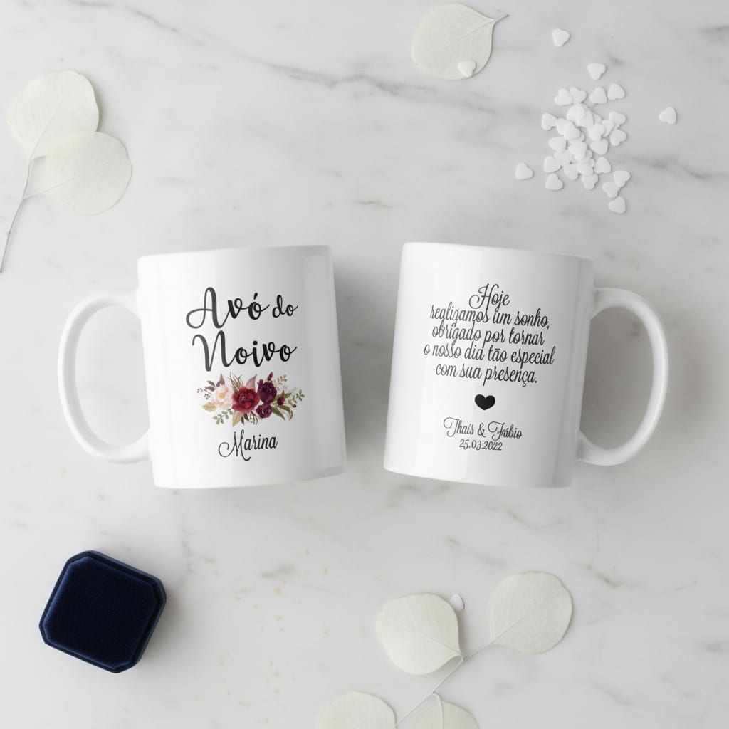 Kit Presente 2 Canecas Personalizadas Avó e Avô do Noivo