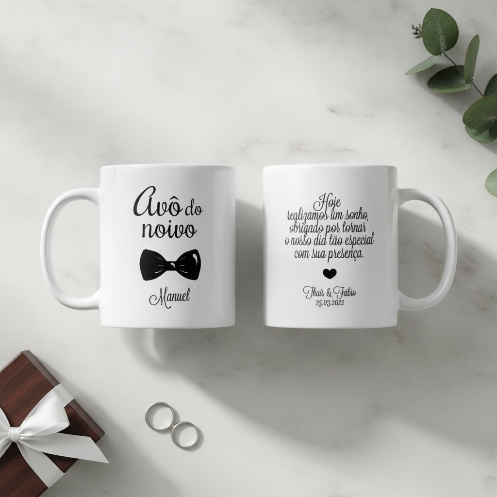 Kit Presente 2 Canecas Personalizadas Avó e Avô do Noivo
